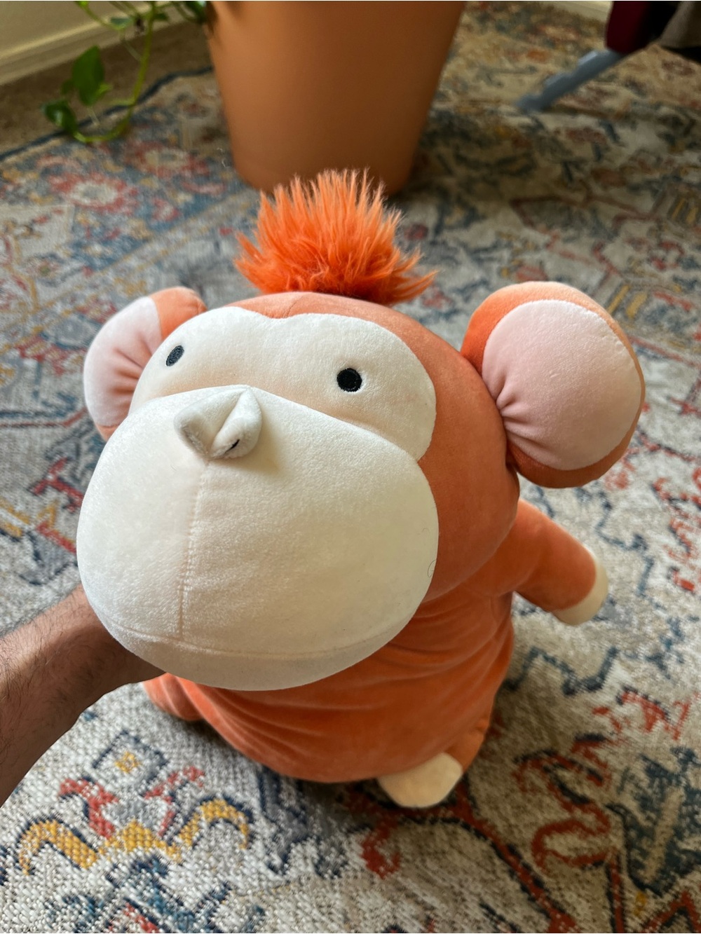 Pillowfort Orange and Cream Monkey Plush Throw Pillow